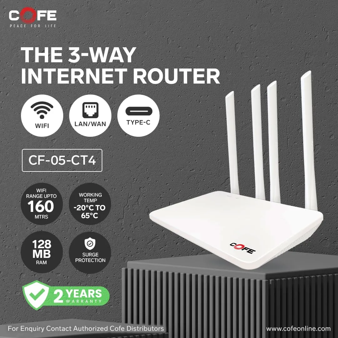 Cofe Sim Router CF05 CT4 WiFi6 4G | 5G 4 Antenna With TYPE-C | WAN | LAN Port view 3